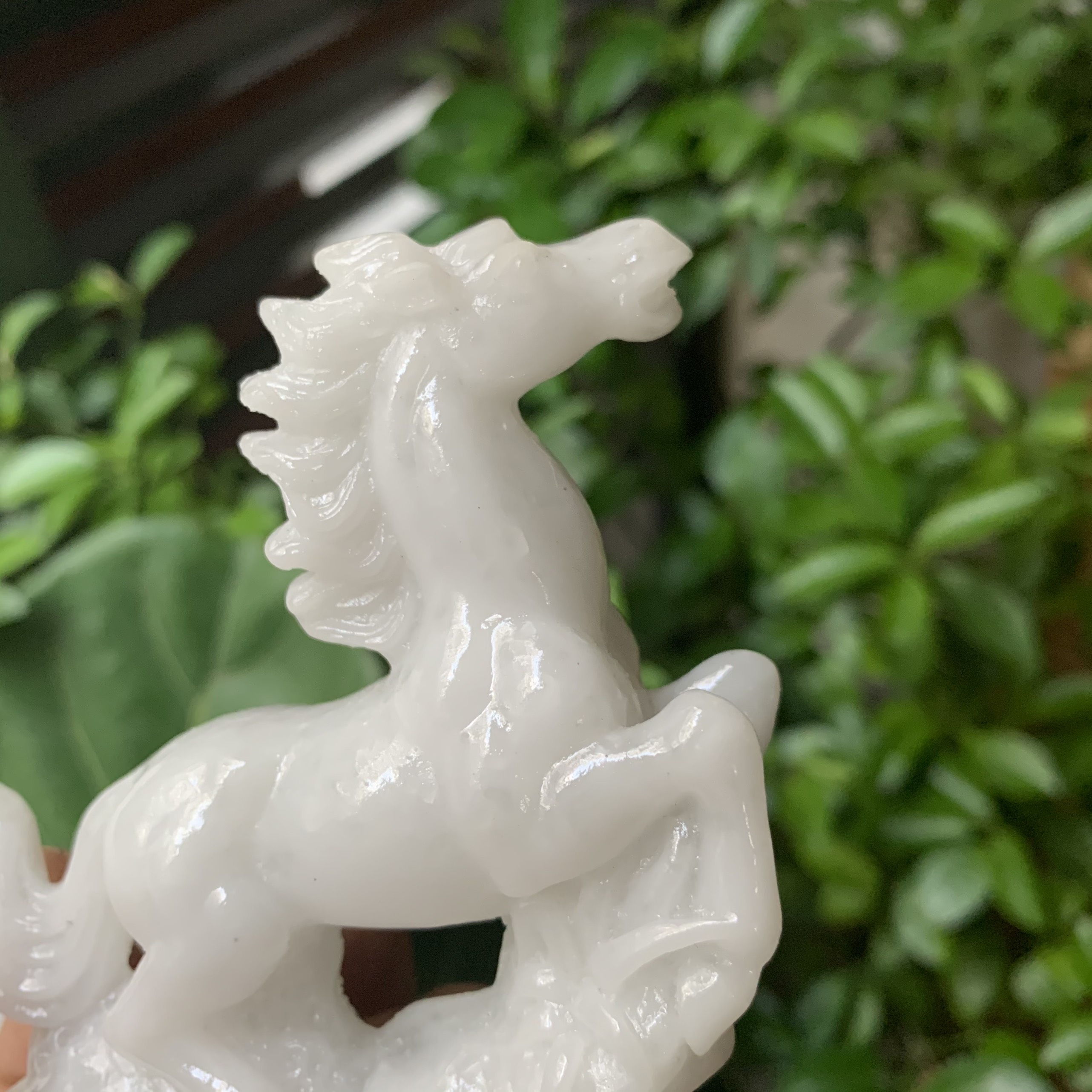 [Biểu tượng chiến thắng] Tượng Đá Trang Trí Ngựa Phong Thủy -  Màu trắng đá non nước - Cao 12cm