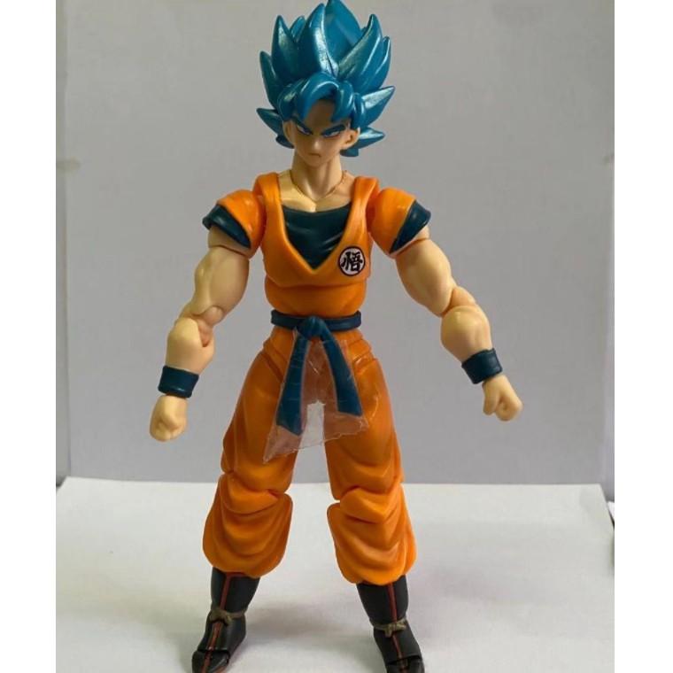 Mô hình Figure Dragon ball songoku blue áo vàng 2 mặt có khớp 16cm