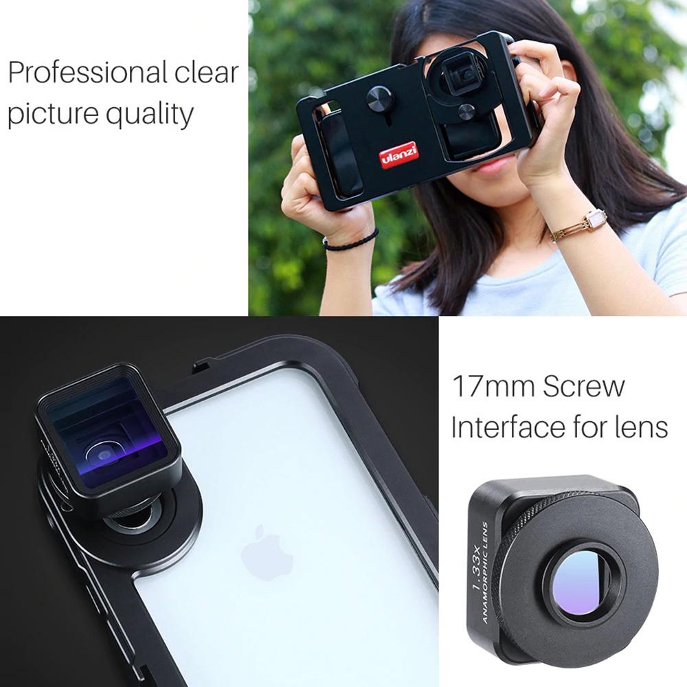 Lens Dùng Cho Điện Thoại | Ống Kính Điện Thoại Ulanzi 17mm Đa Năng 1.33x Anamorphic, Ống Kính Điện Thoại Cho Tất Cả Các Dòng IOS &amp; Android Hiện Nay - Hàng Chính Hãng