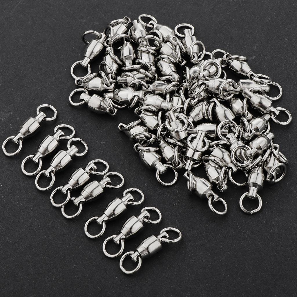50Pcs/Set Solid Swivels Fishing Connector Rolling Bucket Swivels Fishing