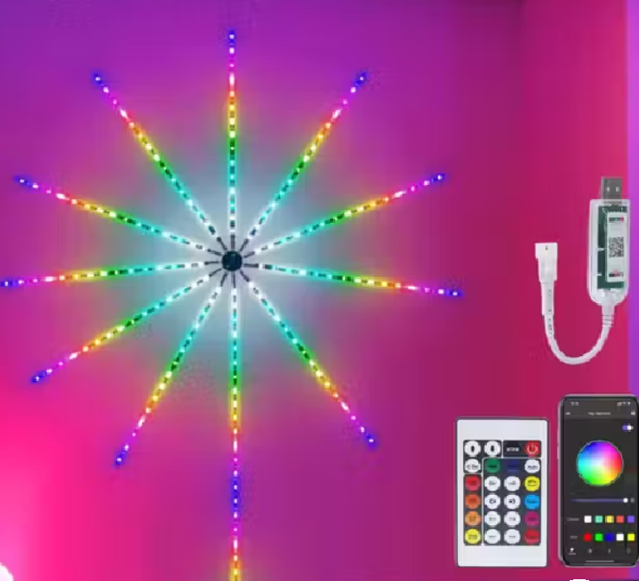 đèn LED pháo hoa trang trí dán tường hoa điều khiển từ xa nhiều màu