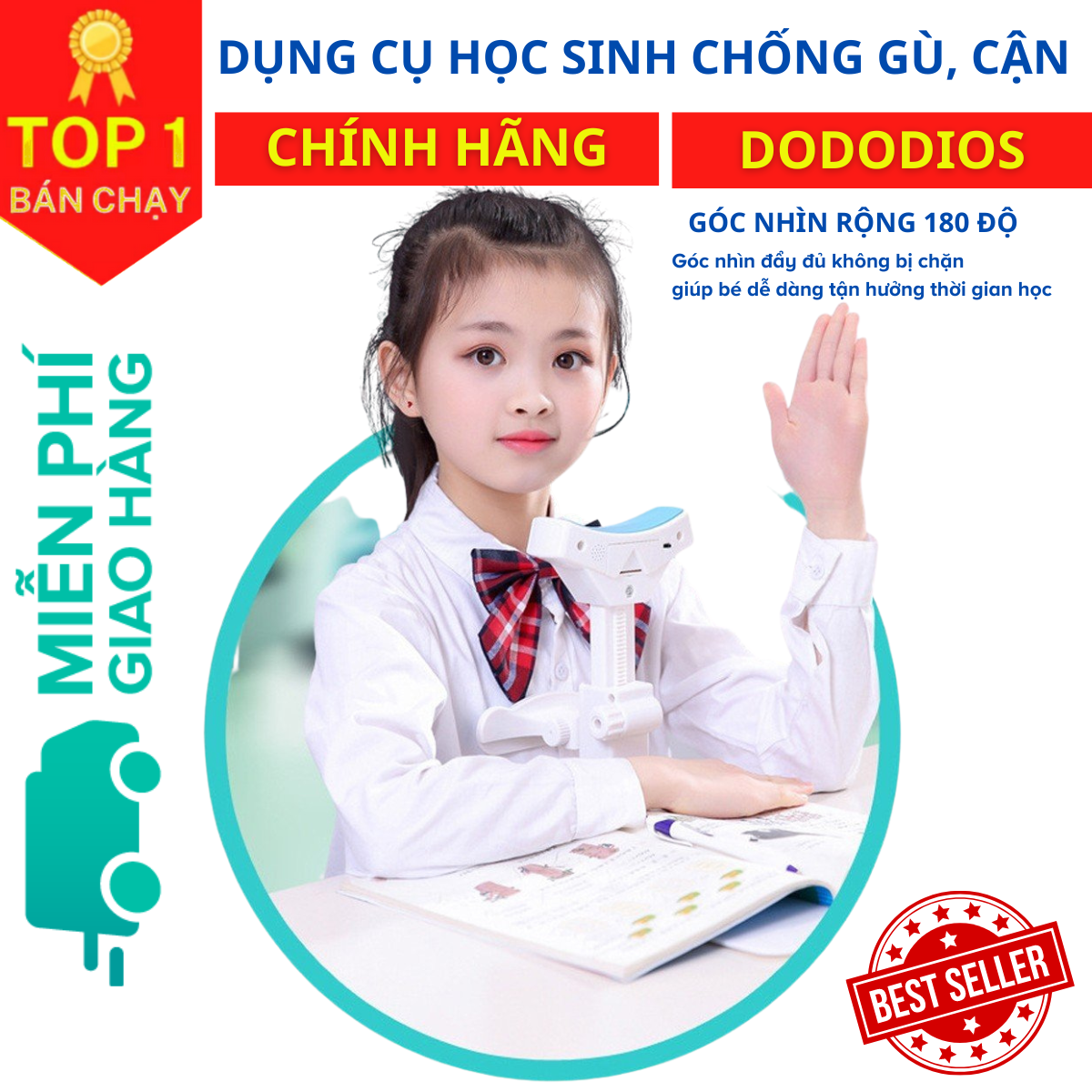 Dụng Cụ Giá Đỡ Cằm Chống Cận Thị, Chống Gù, Giá đỡ chống cận thị, dụng cụ ngăn ngừa gù lưng trẻ em chữ T thông minh cho học sinh - Hàng chính hãng dododios