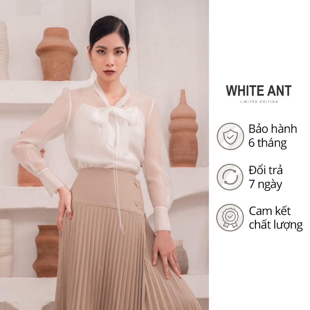 Áo Sơ Mi Nữ Công Sở Dài Tay WHITE ANT LIONNI SHIRT Thiết Kế Cổ Nơ, Chất Liệu Cupro Mềm Mịn 170300042.005