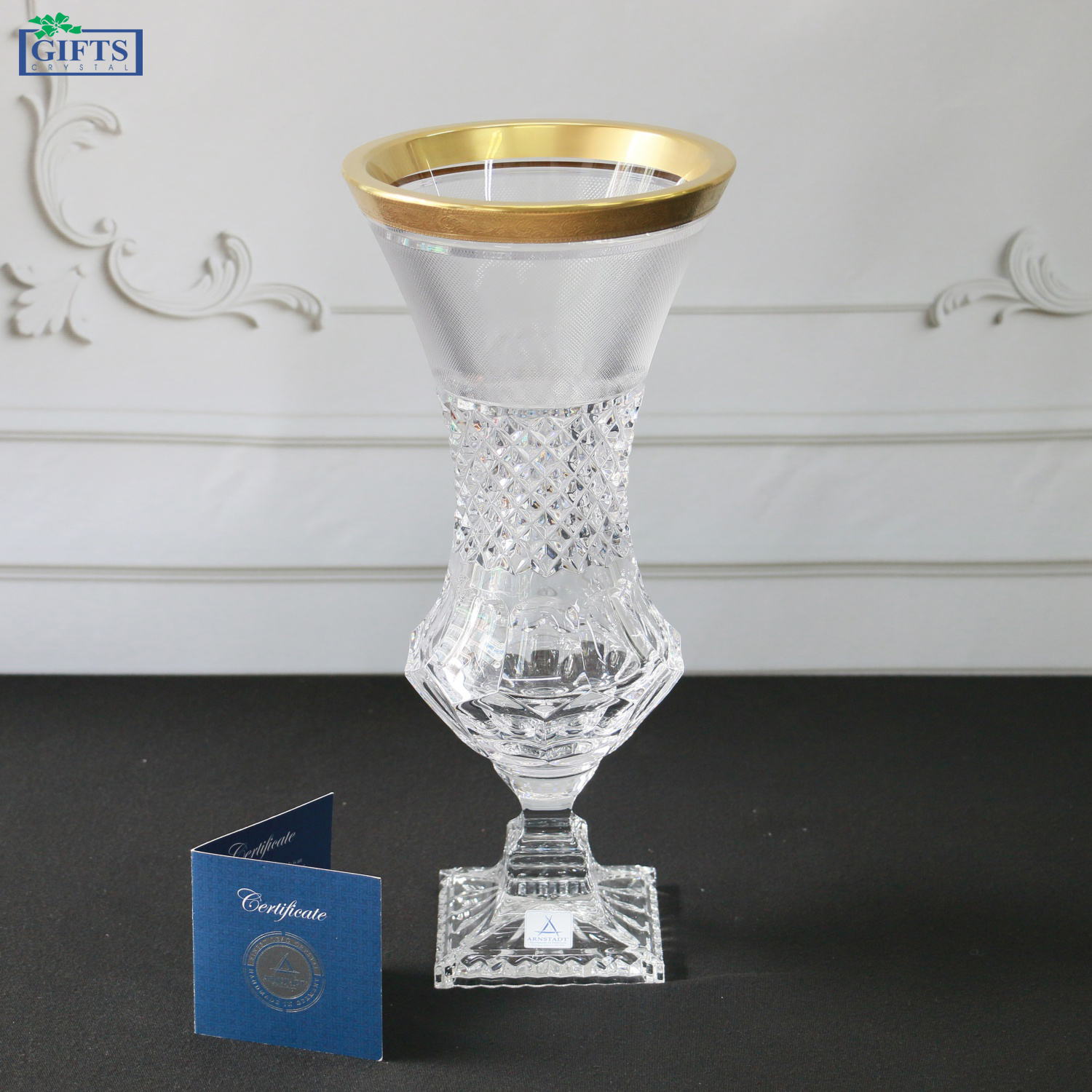 Bình cắm Hoa Pha lê Mạ vàng Rococo Arnstadt cao 34cm