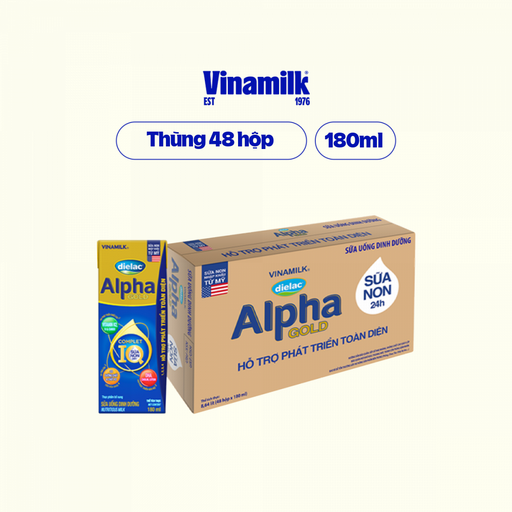 Sữa bột pha sẵn Dielac Alpha Gold - Thùng 48 hộp 180ml