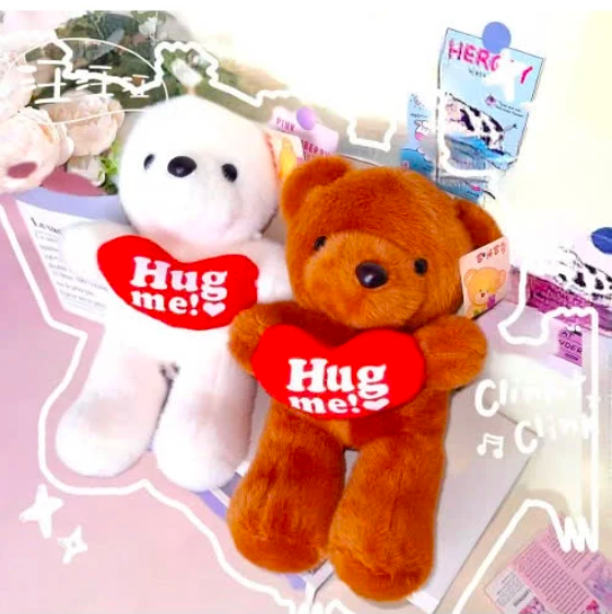 Thú nhồi bông teddy ôm tim hugme đáng yêu - Size 28cm - Quà tặng gấu Teddy lông mịn size mini cho bé