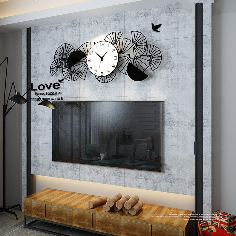 Đồng hồ treo tường đẹp hiện đại CL047 - trang trí phòng khách - Size L: 55cm x 120cm (Mặt đồng hồ 34cm