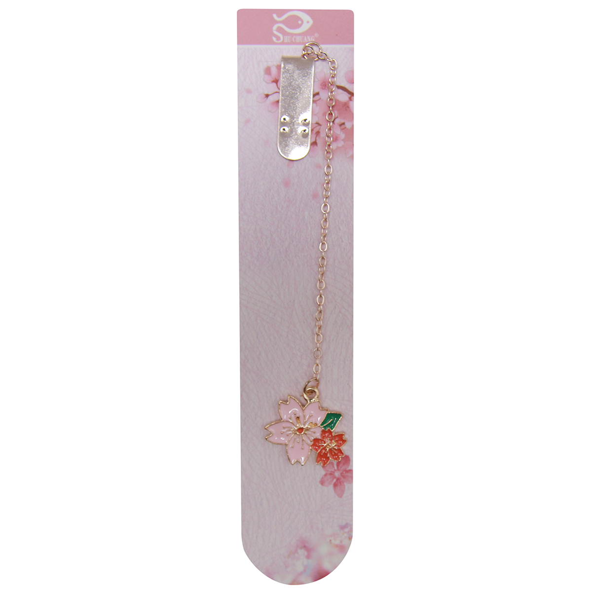 Bookmark Kẹp Sách Kim Loại Phối Charm Hình Hoa Sakura - Mẫu 2