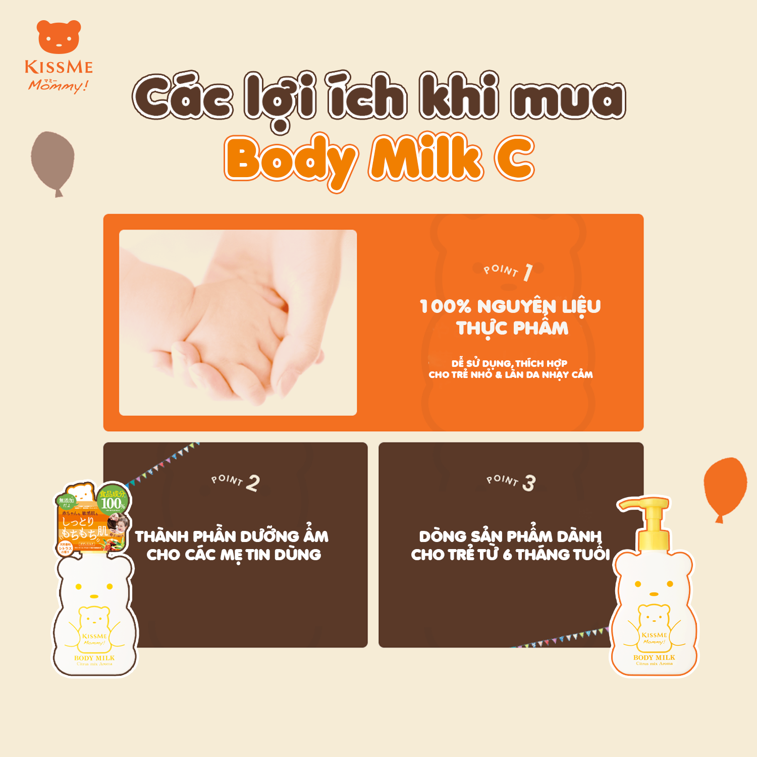 Sữa Dưỡng Thể Cấp Ẩm Hương Cam Chanh Dành Cho Bé Từ 06 Tháng Tuổi Và Làn Da Nhạy Cảm Kissme Mommy Body Milk C 200 G