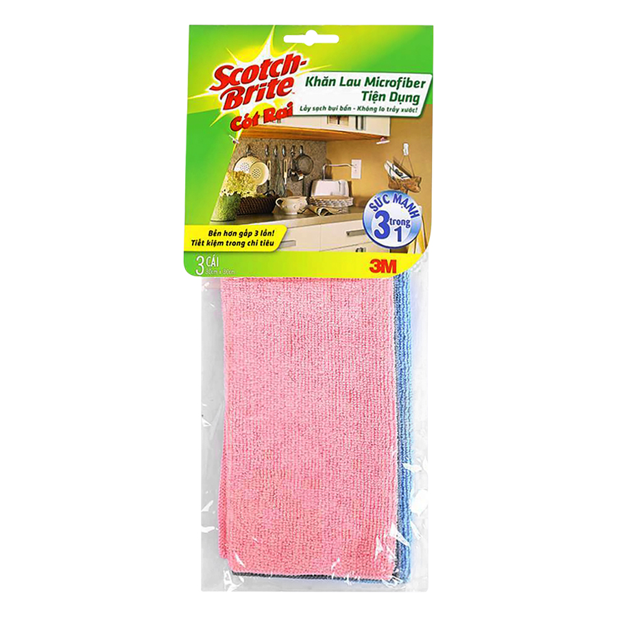 Bộ 3 Cái Khăn Lau Bếp Microfiber Tiện Dụng Scotch-Brite S033004219