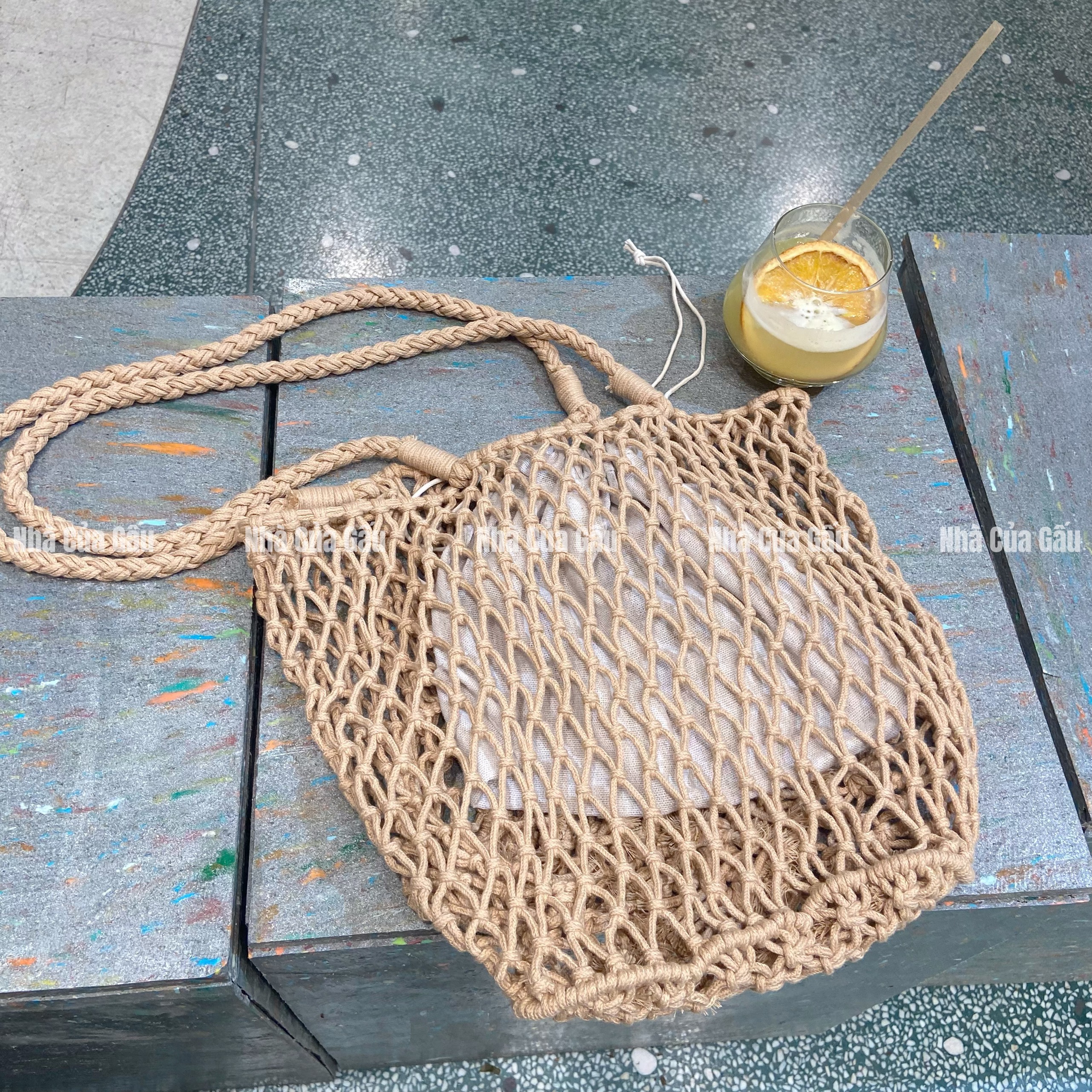 Túi len lưới đeo vai sợi dệt xinhhhh muốn xỉu