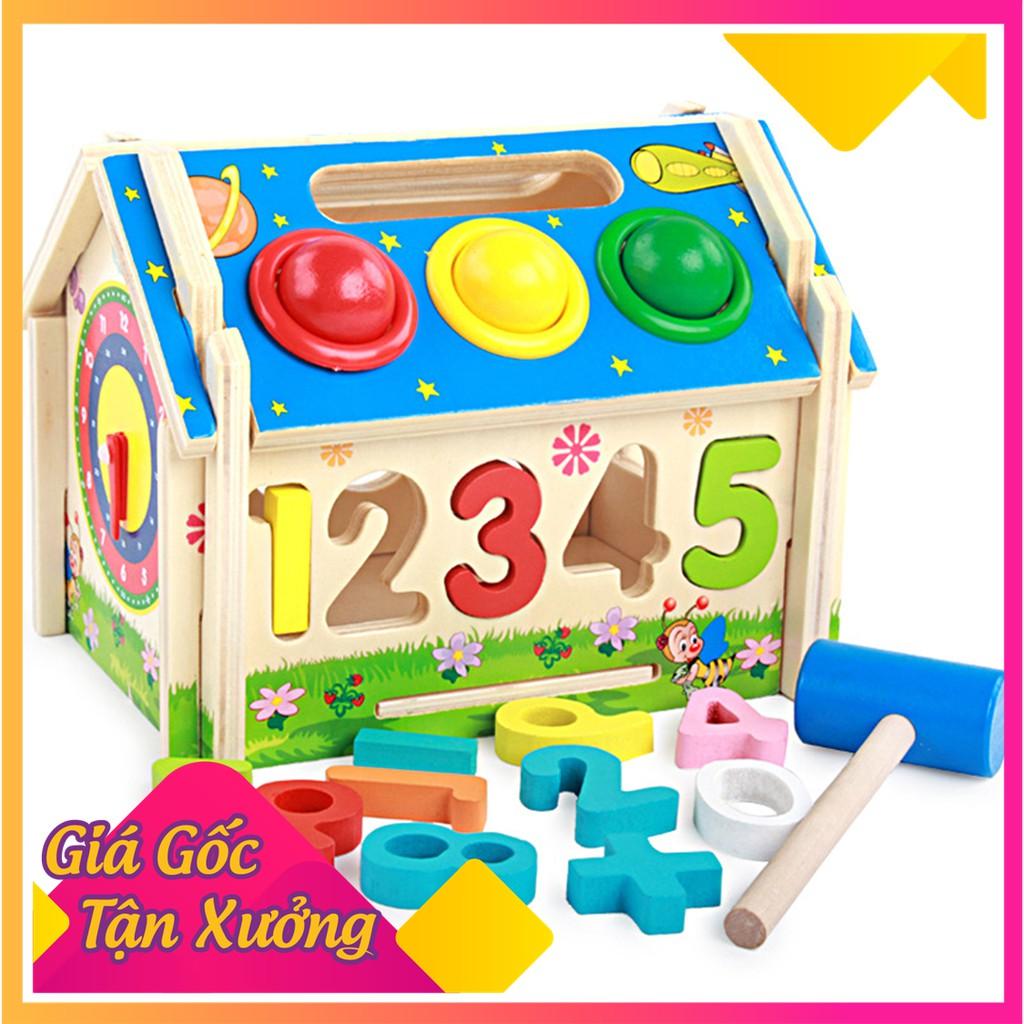 Nhà Thả Số Đập Bóng HCM-GIÁ SỈ Đồ Chơi Gỗ Montessori ,An Toàn,Màu Sắc Đẹp,Bé Luyện Kỹ Năng Tay và Số Học