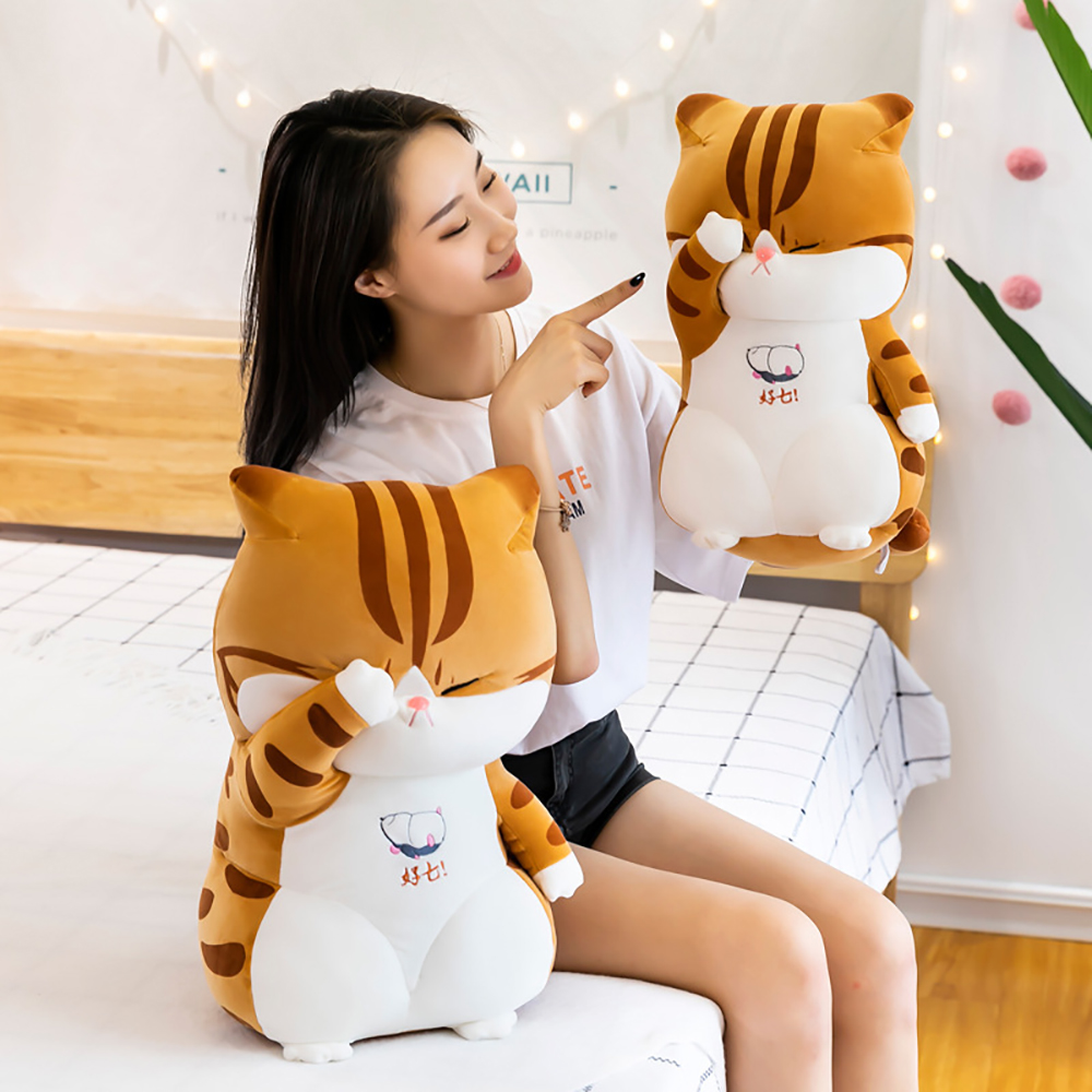 Gấu Bông, Gấu Nhồi Bông Hình Chú Mèo Đau Khổ Siêu Đáng Yêu Một Màu Như Hình Size 30cm