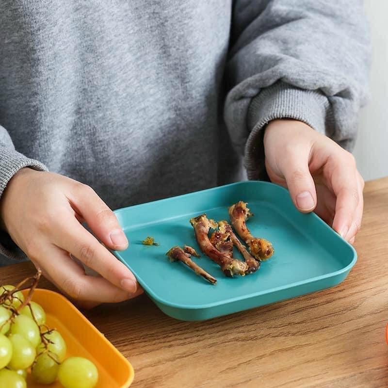 Đĩa lúa mạch vuông tròn size to sâu lòng combo 8 đĩa lúa mạch đựng trái cây hoa quả cao cấp