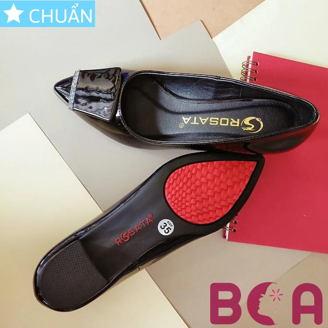 Giày búp bê nữ cao gót 2p RO361 ROSATA tại BCASHOP - màu đen