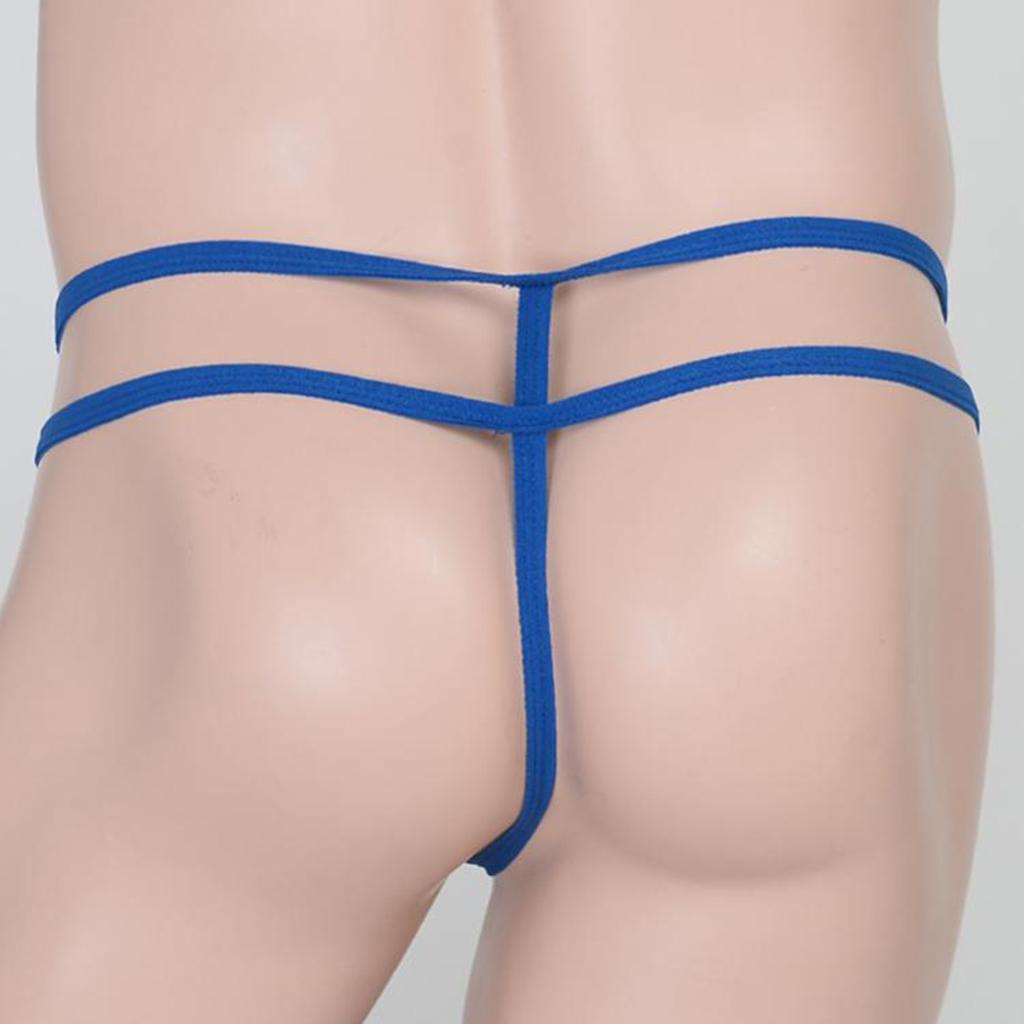 2-3pack 4 Colors Men's T-Back Underwear Low-rise Man Bikini G-String Thong Blue
