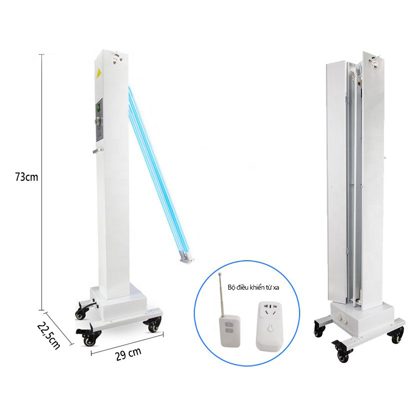 Đèn UVC khử trùng phòng di động Dr.Air UV 60W kèm điều khiển từ xa, cho phòng <60m2-Hàng Chính Hãng