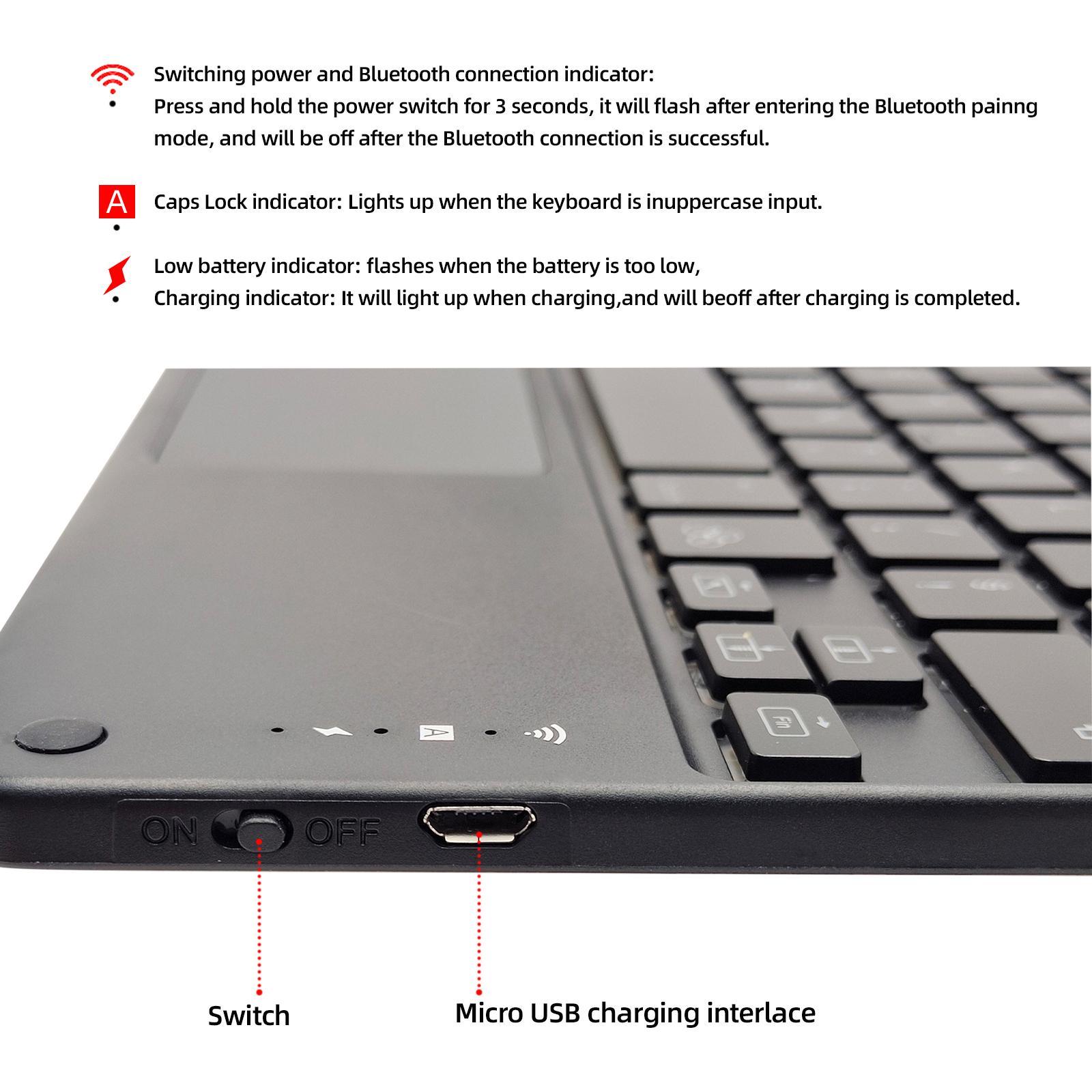 Bluetooth Wireless Keyboard with Touchpad Universal Compact for Phone Tablet