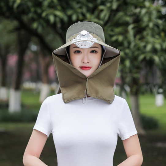 Mũ khẩu trang chống nắng gắn quạt thời trang, nón chống nắng tạo kiểu cao cấp
