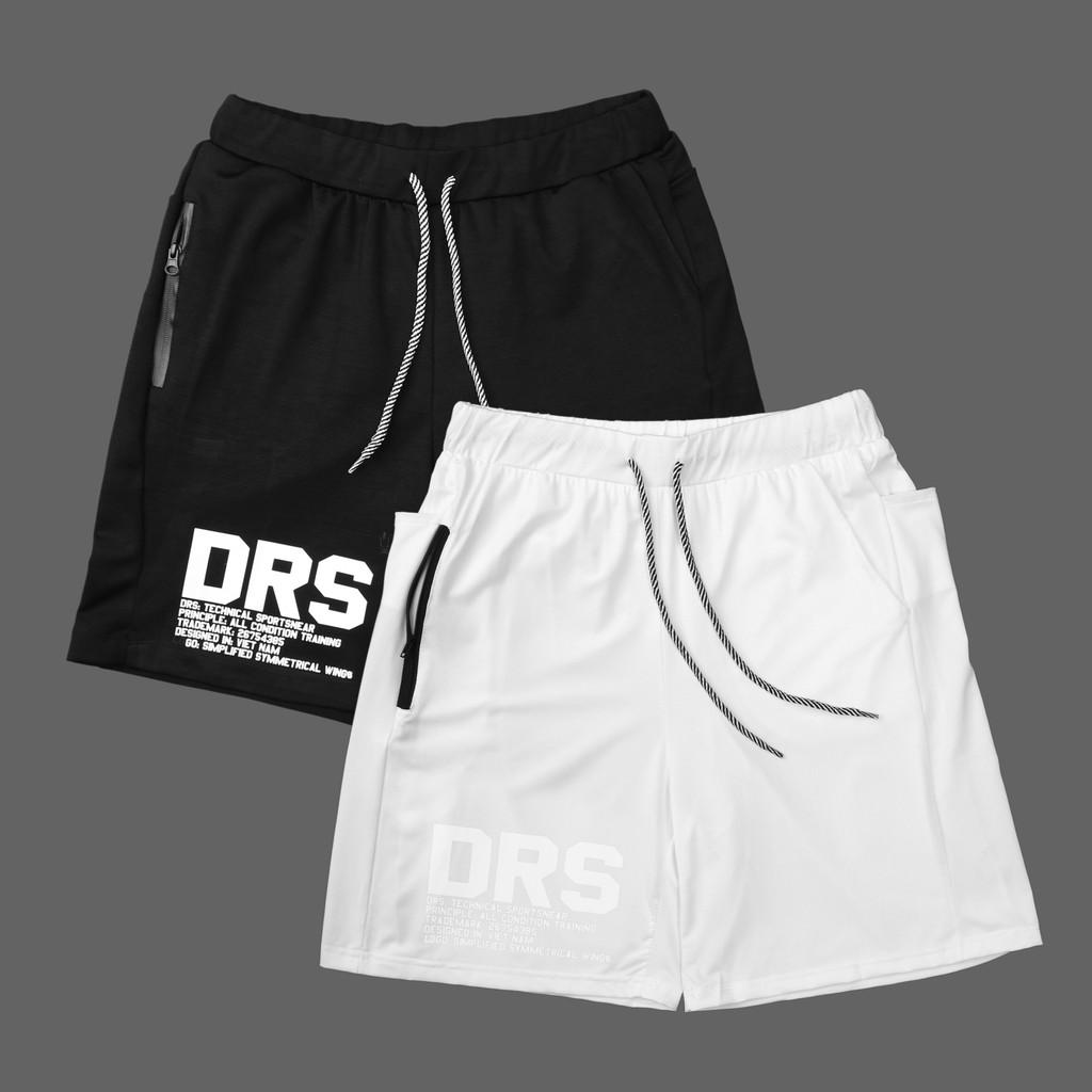 Quần short thể thao nam in hình DRS, quần đùi tập gym nam DRQ76 umi mặc đi tập, đi chơi đều sang