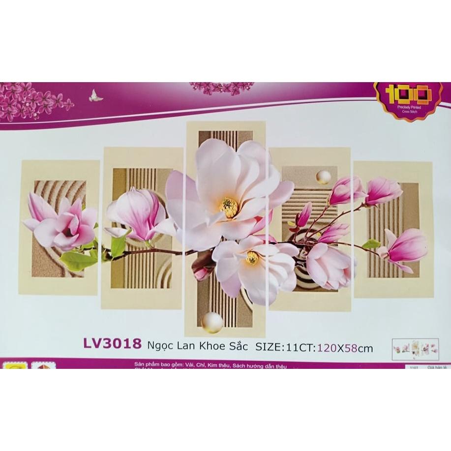 Tranh thêu chữ thập Ngọc Lan Khoe Sắc LV3018-120x58cm