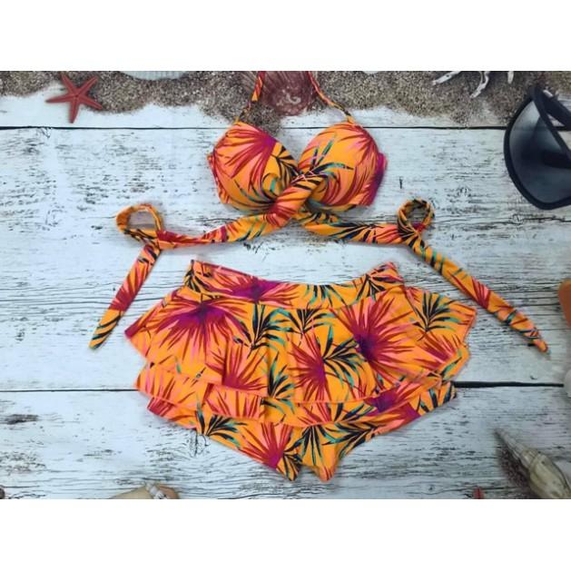 Đồ bơi bikini áo ngực chéo dây váy 2 tầng kín đáo