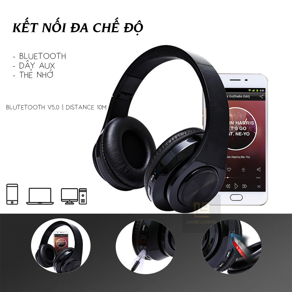 Tai Nghe Bluetooth Chụp Tai Không Dây Gaming Có Mic Âm Thanh Nổi Hifi Headphone Gaming Bluetooth Âm Bass Mạnh Mẽ