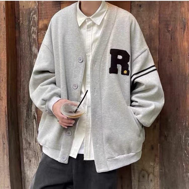 Áo Khoác Cardigan Unisex️Áo Cardigan Họa Tiết Chữ R Chấm Bi form rộng Ulzzang Unisex Nam/Nữ