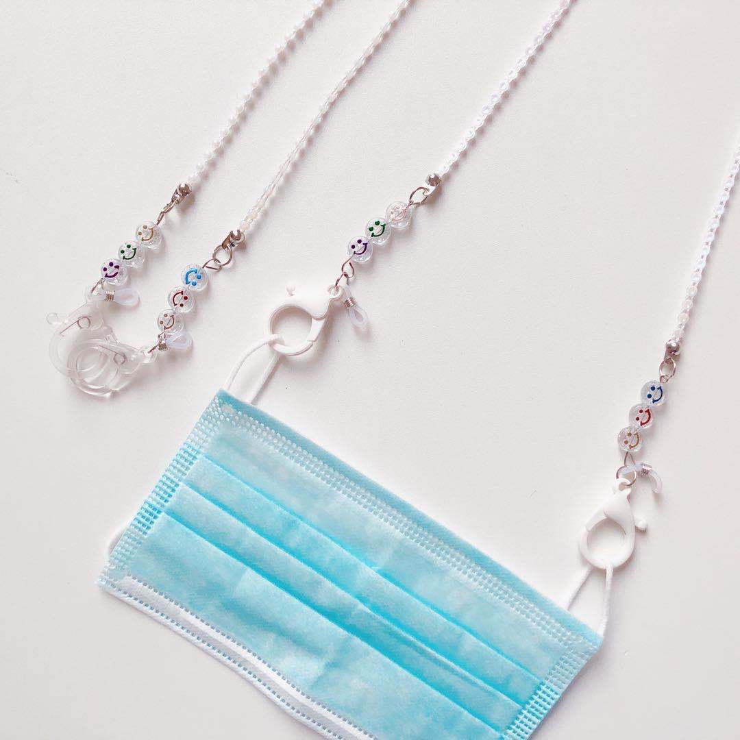 Dây đeo khẩu trang, dây dù, dây vải, Dây đeo kính thời trang chống rơi rớt, 2 trong 1 - hình mặt cười