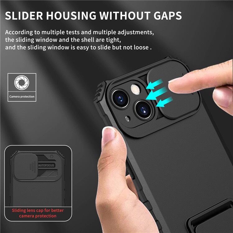 Ốp lưng chống sốc bảo vệ camera dành cho iphone 6 7 8 plus x xs max 11 12 13 14 pro max mini giá đỡ đứng - nắp trượt - autofocus