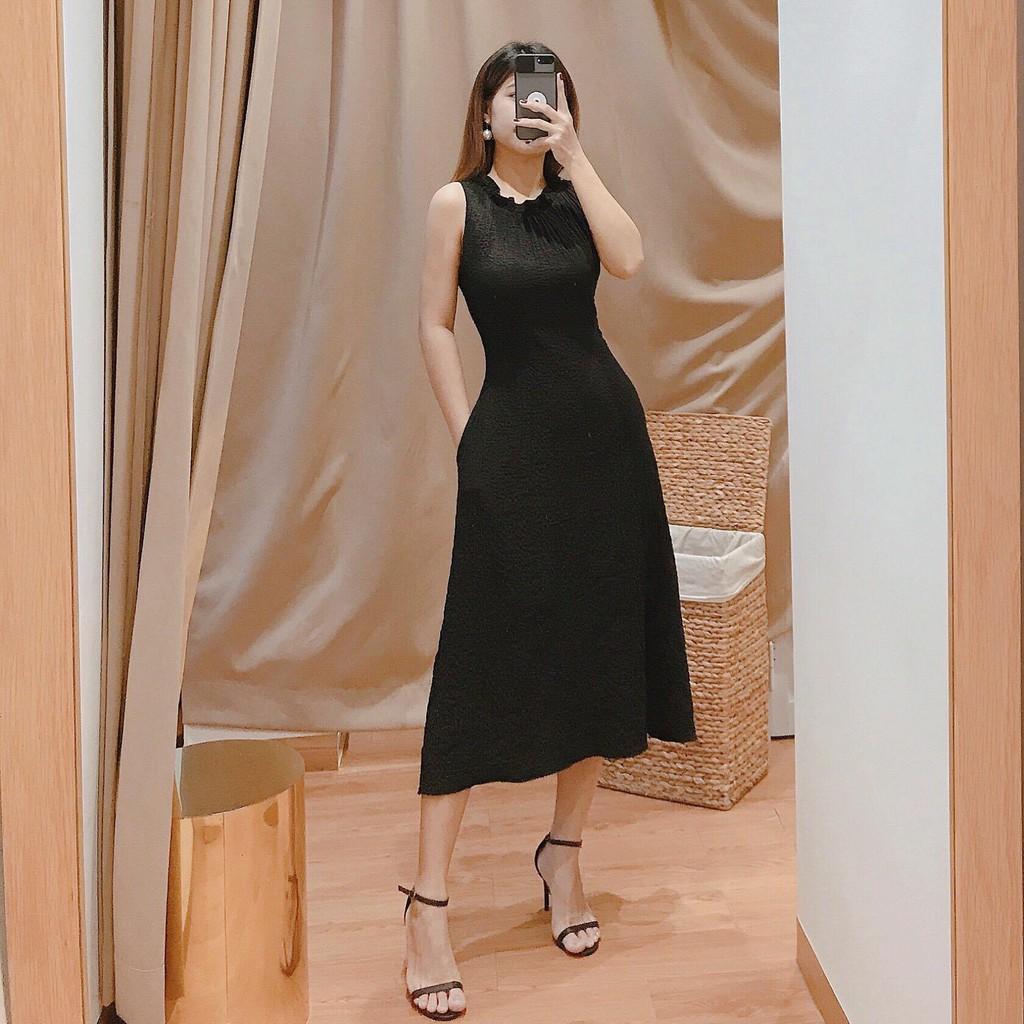 ĐẦM XỐP 2 LỚP ĐẦM DỰ TIỆC CỔ TRÒN HỞ LƯNG NHÚN BÈO CÓ TÚI BÊN HÔNG KÈM MÚT NGỰC-hình thật shop chụp