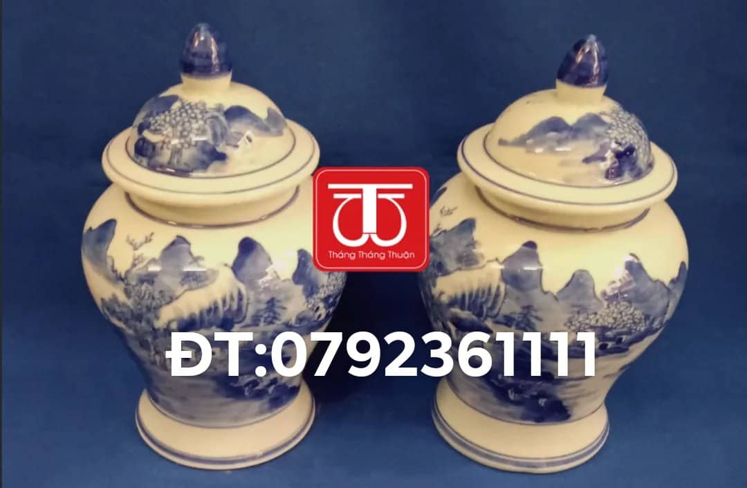 ĐÔI CHOÉ VẼ SƠN THUỶ CAO 18CM