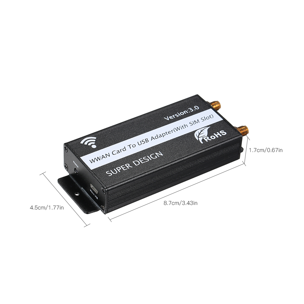 Bộ Chuyển Đổi Thẻ Wwan Sang USB Có Khe Cắm Thẻ Sim Với Cáp Micro USB Female Sang USB 2.0 Male
