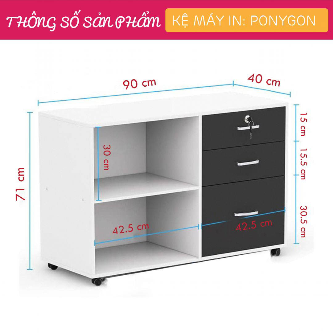 Tủ đựng hồ sơ bằng gỗ kết cấu chắc chắn SMLIFE Ponygon