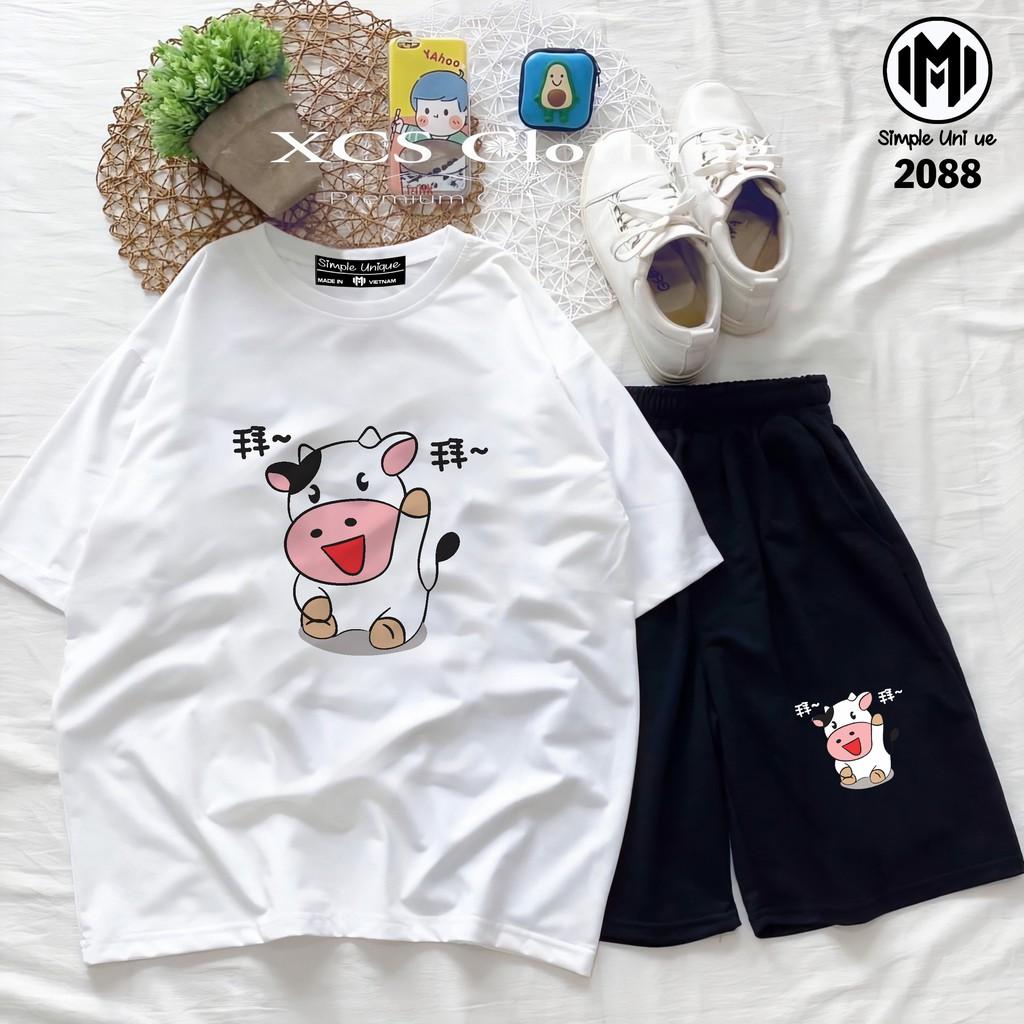 Đồ Bộ Hoạt Hình Unisex BÒ SỮA – Aossi , Set Cartoon, Freesize, Thun Cotton, Nam Nữ Đều Mặc Được