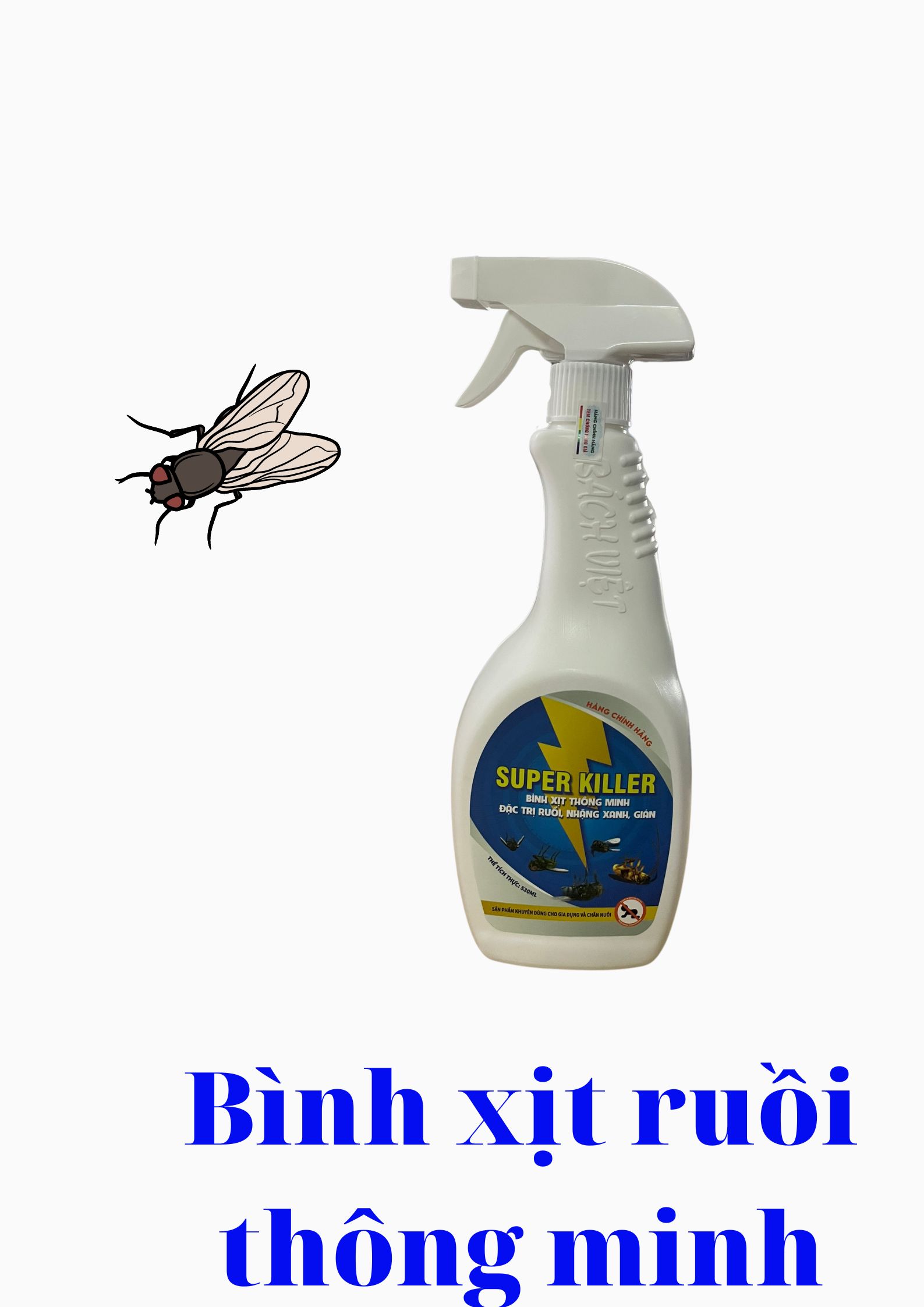 Bình xịt thông minh đặc trị ruồi, nhặng xanh, gián Super Killer 530 ml