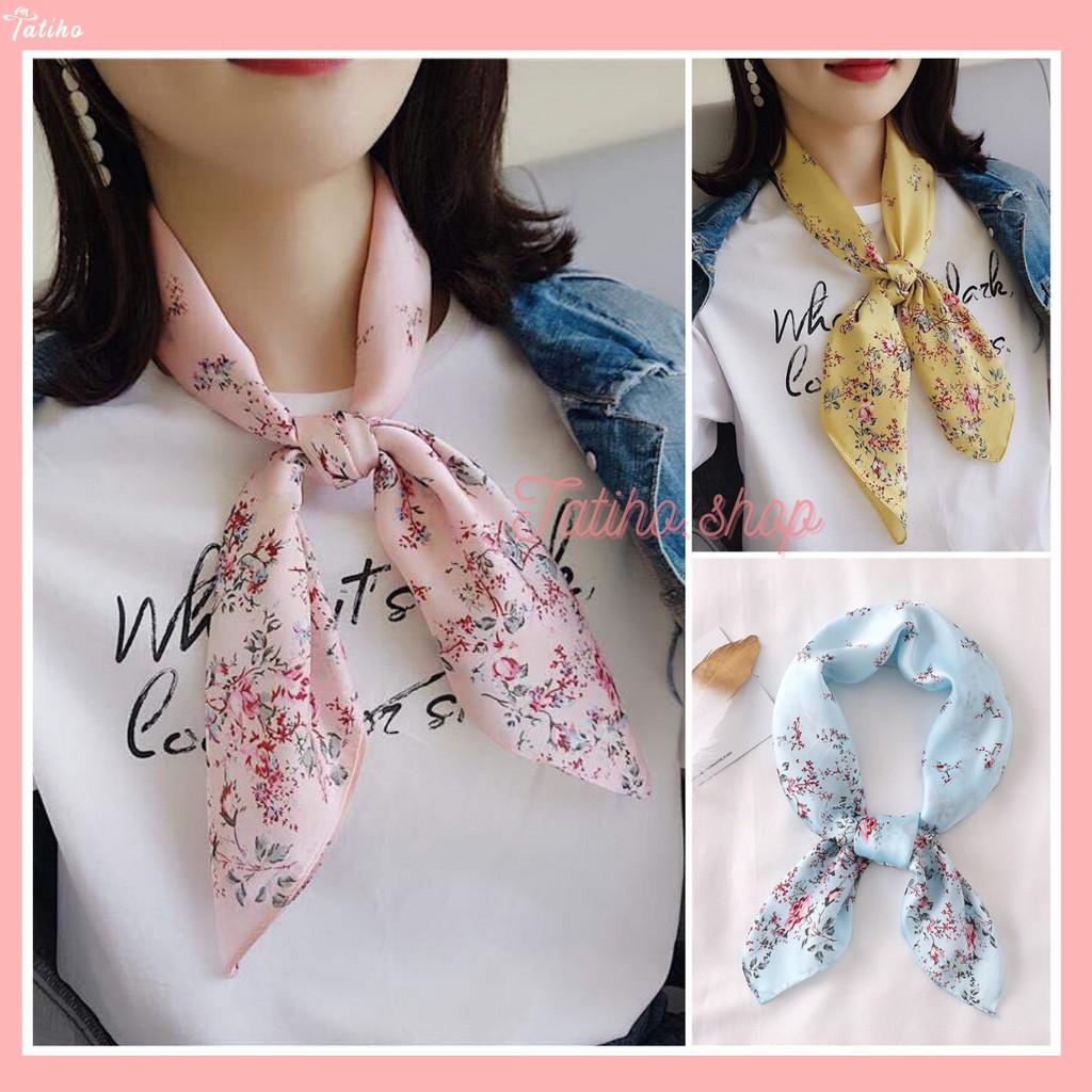 Khăn Lụa Vuông Họa Tiết Hoa Sang Trọng - Chất Liệu Chiffon 70x70cm - Mã KL051