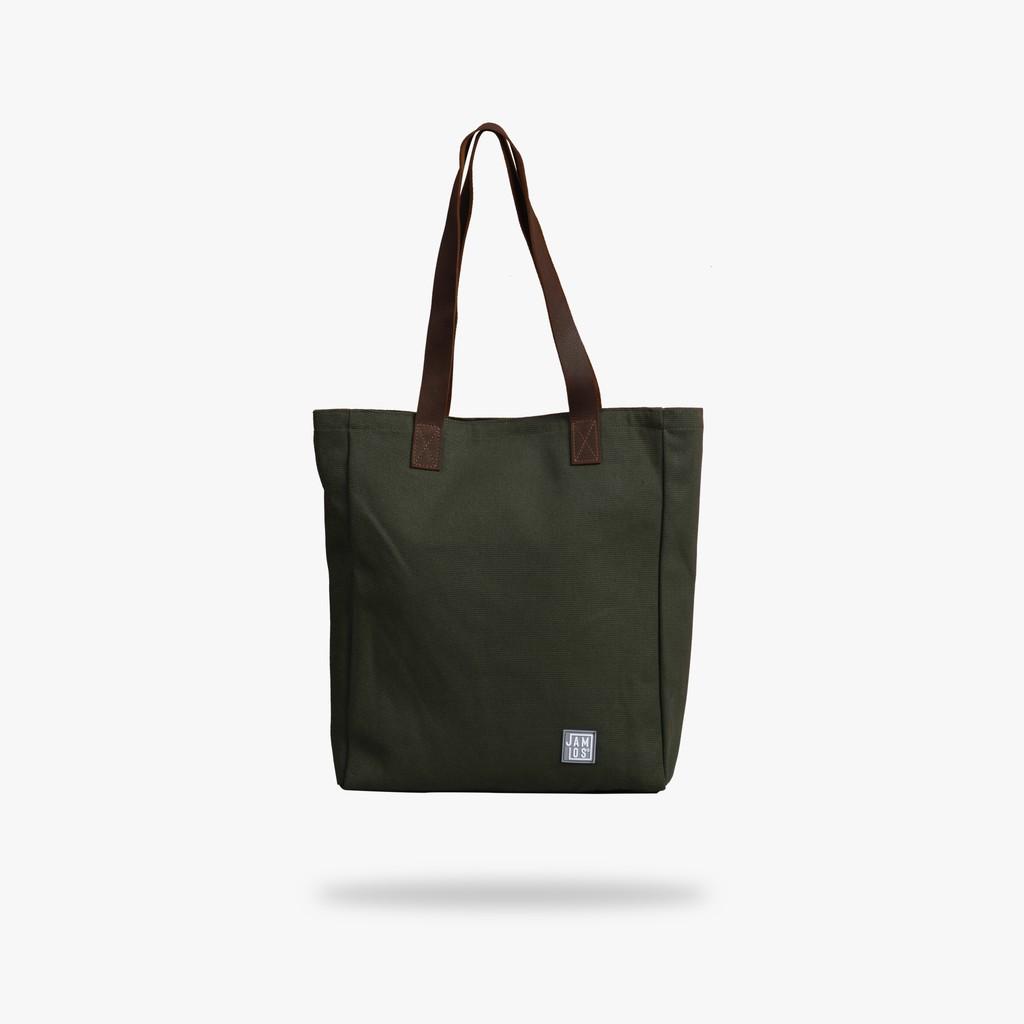 Túi tote thời trang vải canvas dây quai đeo da bò sáp phong các - Leather Strap Tote JAMLOS