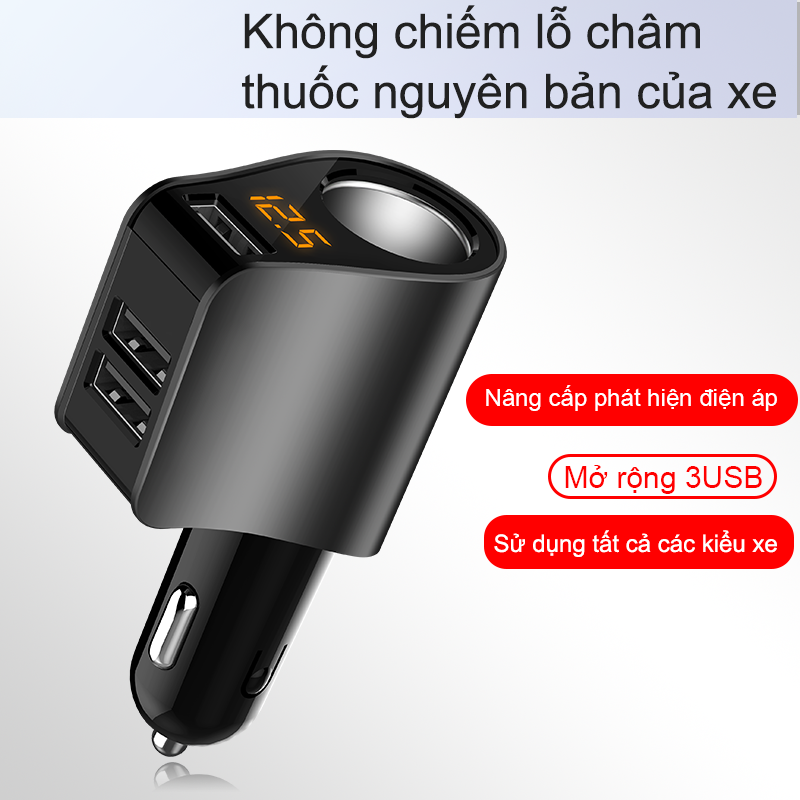 Tẩu Sạc Nhanh ô tô️️️QC 3.0 - Tẩu Chia Sạc Dùng được Cho ​Mọi Loại Xe (sáng bạc)