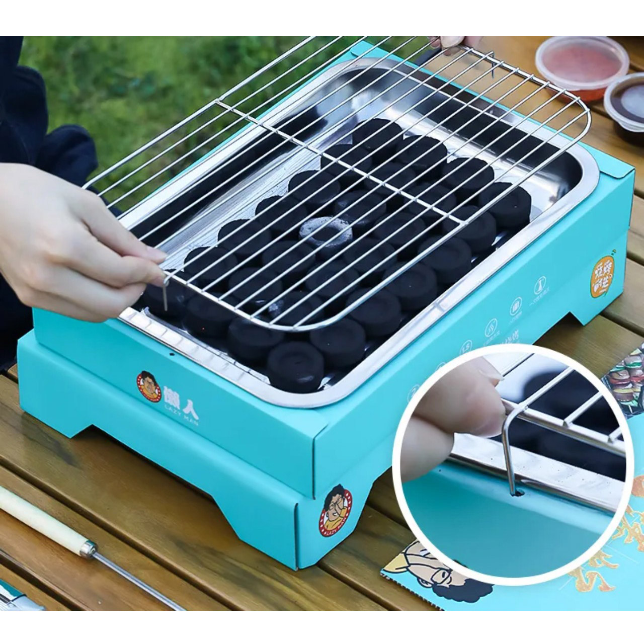 Bộ vỉ nướng BBQ dùng 1 lần nhỏ gọn tiện dụng dễ mang đi màu ngẫu nhiên