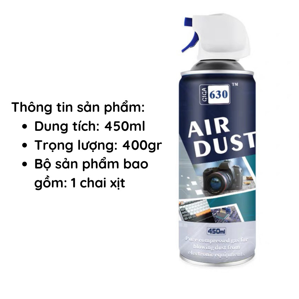 Bình xịt vệ sinh máy ảnh, bàn phím, bo mạch máy tính 450ML- Bình xịt khí nén đa năng dùng cho máy quay, ống kính, điện thoại.-Dru-hàng chính hãng 