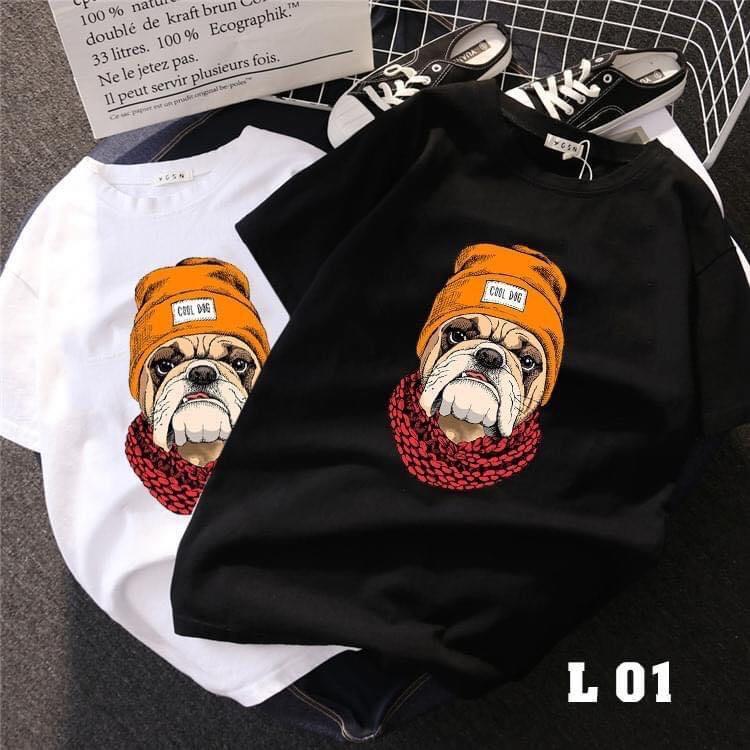 ÁO THUN UNISEX NAM NỮ chó mặt xệ đội nón vàng cool dog