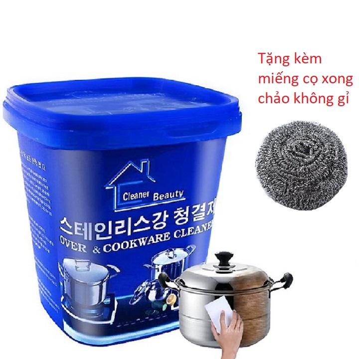 Kem Tẩy Rửa Xoong Nồi Đa Năng Hàn Quốc Tặng Kèm Miếng Cọ Xong Chảo Inox Không Gỉ.