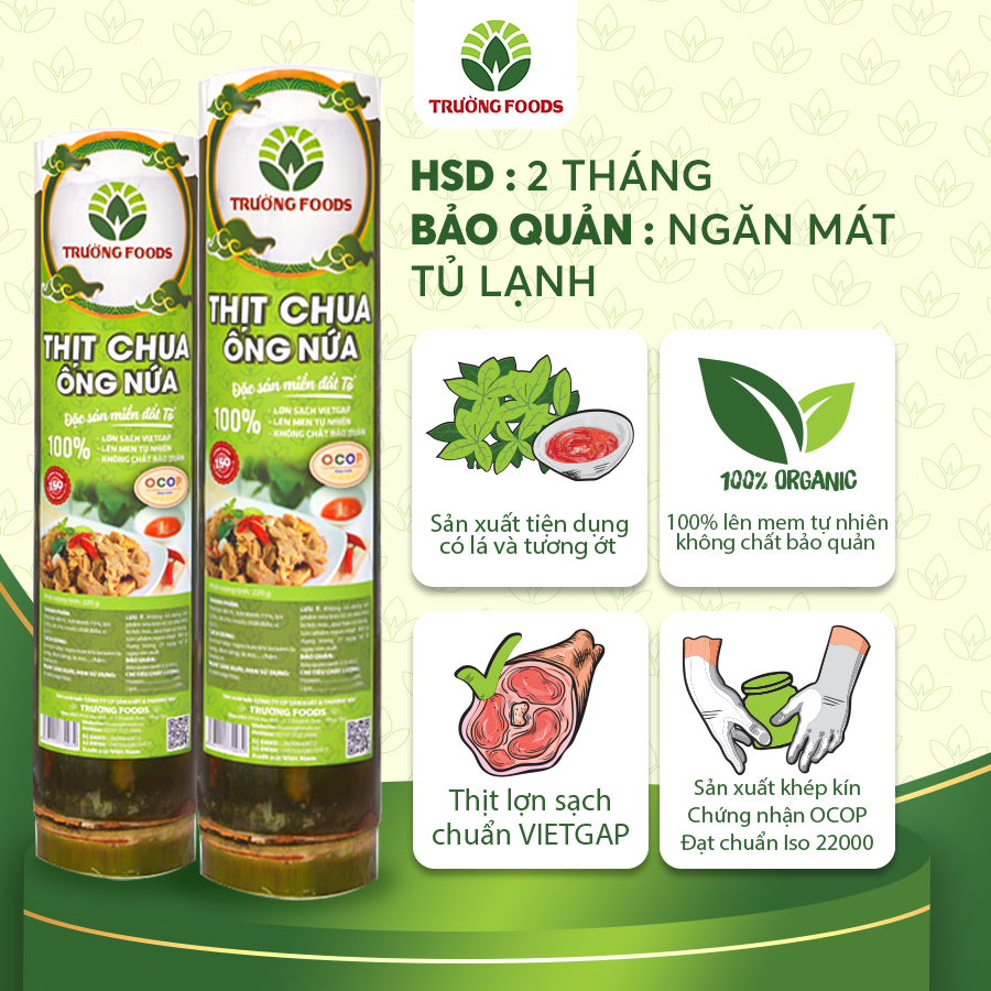 Combo 3 Thịt Chua Ống Nứa Truyền Thống Trường Foods 180g/Ống