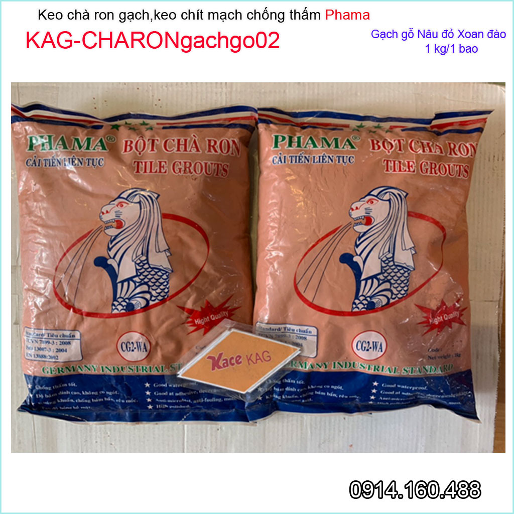 1Kg Keo chà ron phama gạch gỗ đỏ xoan đào KAG-CHARONgachgo02, bột chít mạch khe ron gạch chống thấm-chống rêu mốc