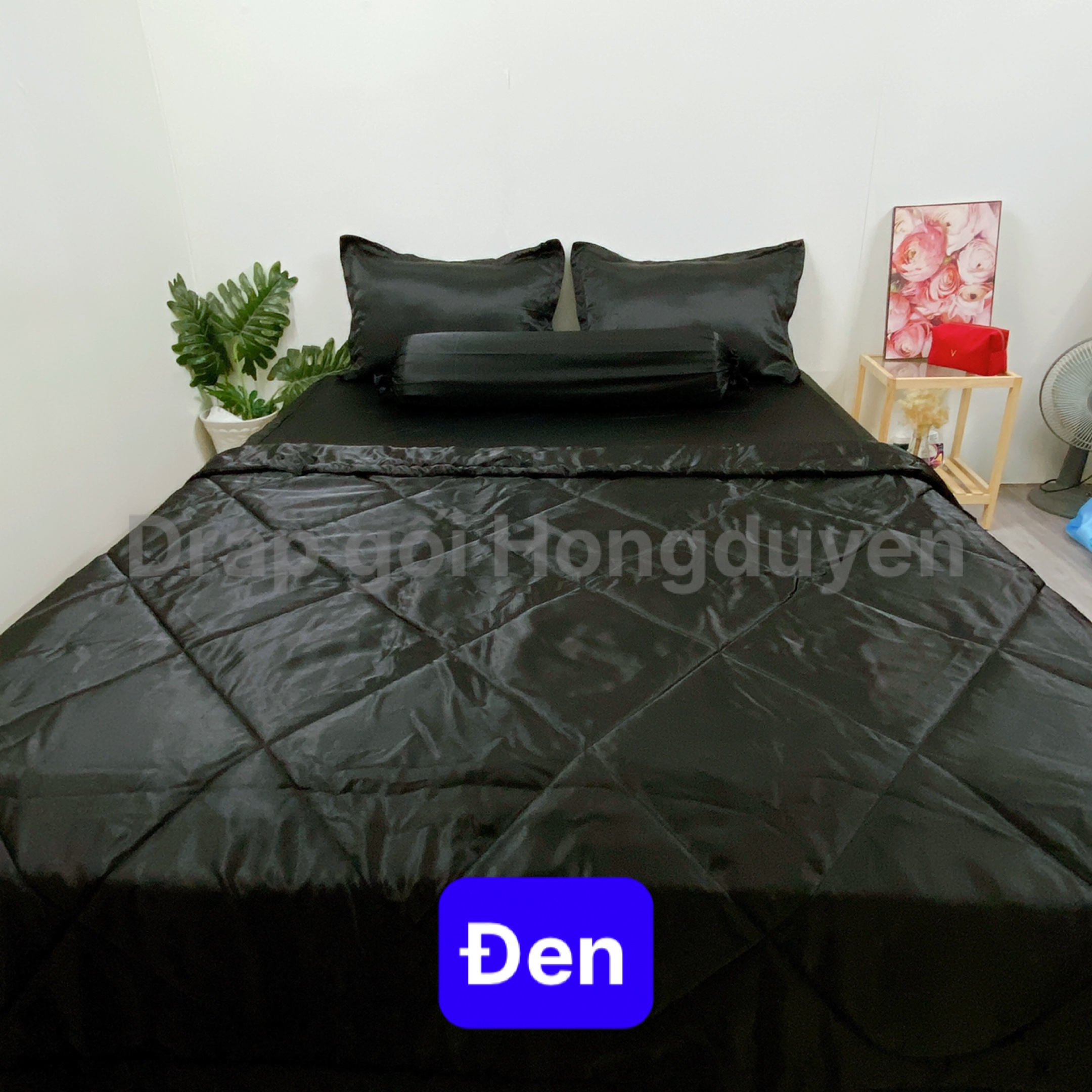 Bộ vỏ gối-ga phi bóng KO MỀN/CHĂN 1m6/1m8 trơn đen. Bộ drap phi bóng 1 màu. Bộ grap phi bóng. Bộ drap phi lụa. Bộ grap phi lụa. Bộ ga phi lụa. Ga giường - drap giường - grap giường - ra giường.