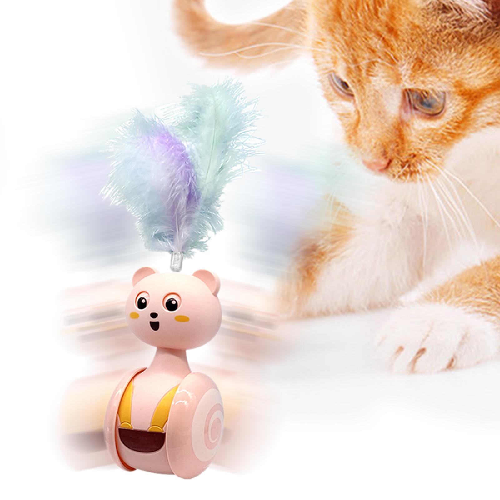Cat Toys Funny Automatic Rotating Cat Tumbler Feather Pink
