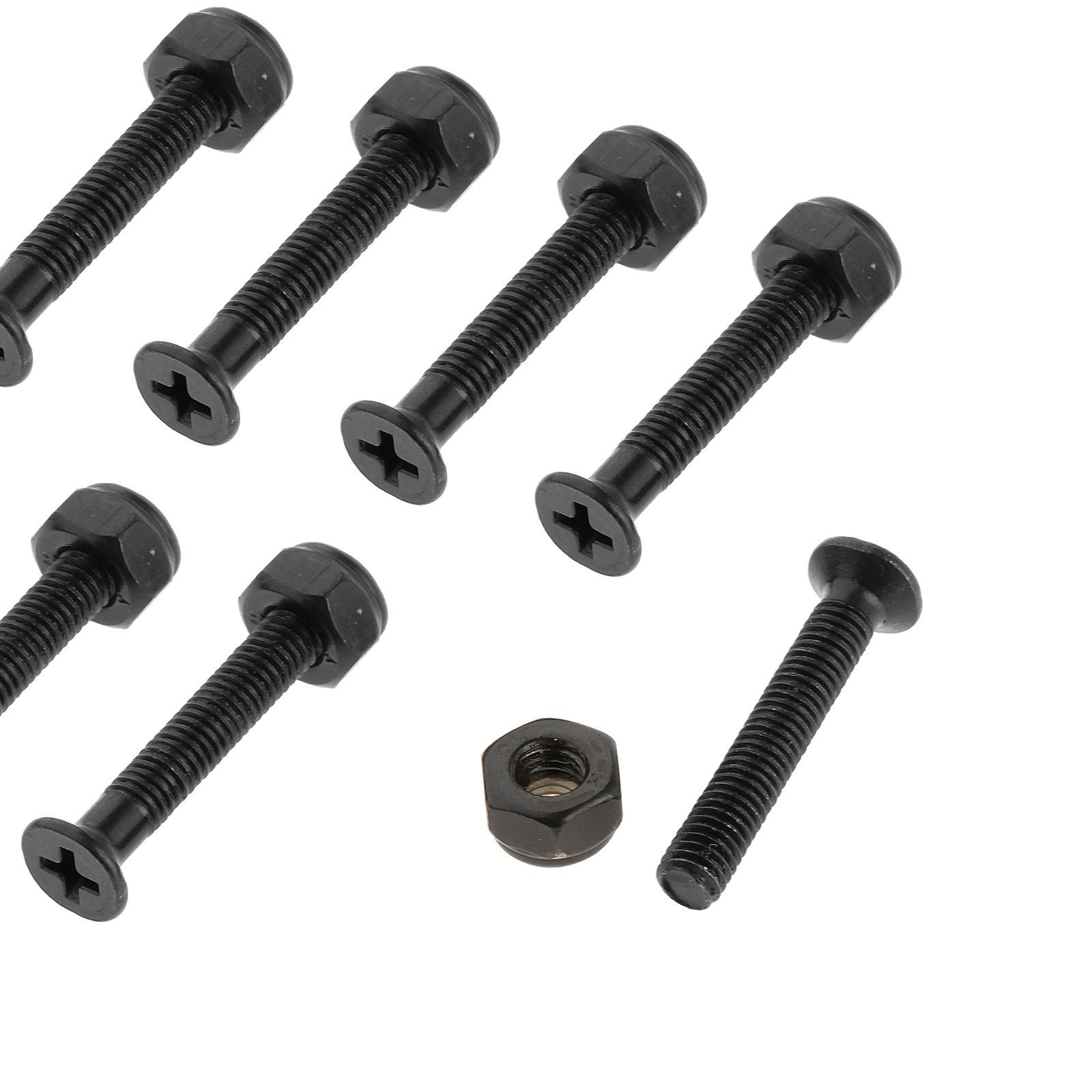 8 Pcs Longboard Skateboard Wheel Repair Hardware Screws Nuts Bolts Black