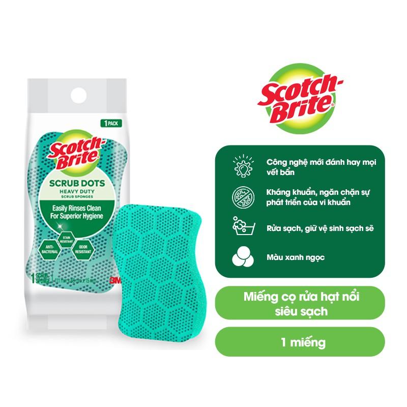 Miếng rửa chén hạt nổi siêu sạch Scotch-Brite 3M đa năng, mút hạt nổi kháng khuẩn, không bám cặn bẩn gây mùi, dễ vệ sinh