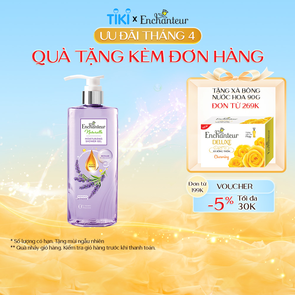 Sữa tắm dưỡng da thiên nhiên Enchanteur Naturelle sạch sâu, dịu nhẹ hương Lavender 510g